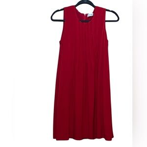 Calvin Klein Red Pleated Dress | Size 6 | Sleeveless | Lined‎ | Back Zip